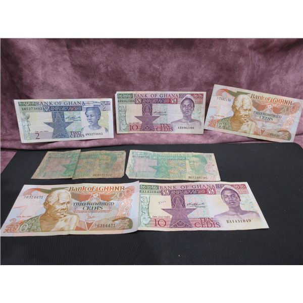 Assorted Paper Notes, Ghana, Various Dates