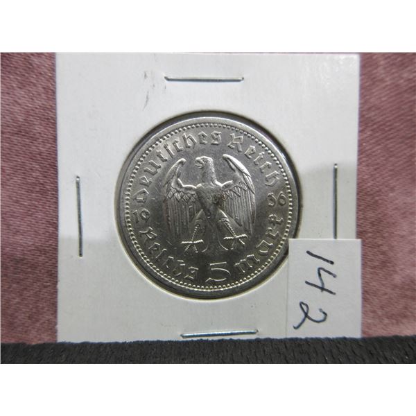 1936 Reichmark circulation coin, 5 Marks