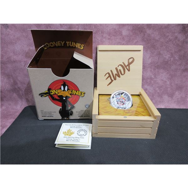 2015 - $20 Silver coin Looney Tunes Merrie Melodies in Wooden box