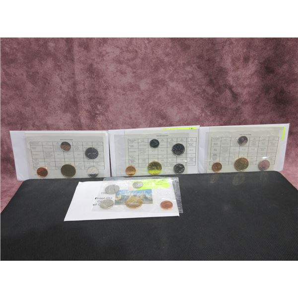 4 sets of Proof-Like Coins of Canada 1988, 1989, 1990, 1992