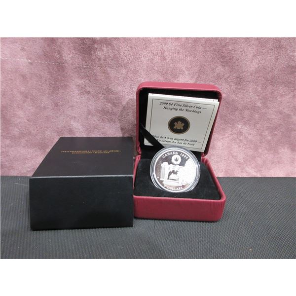 2009 - $4 Fine Silver coin, "Hanging the Stockings"