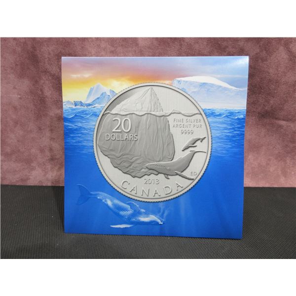 2013 - $20 silver coin "The Collections" Humped Back Whale card