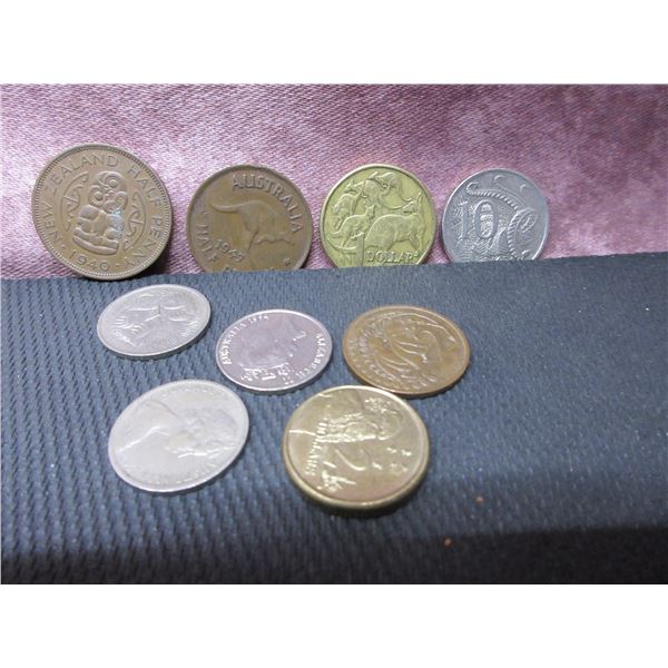 assorted Austrailian and New Zealand coins 9 total