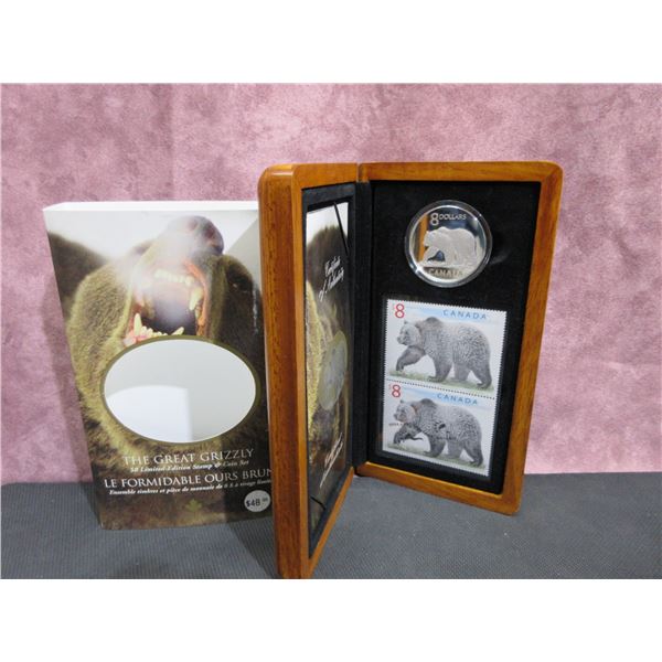 2004 - $8 silver coin & stamp set "The Great Grizzly"