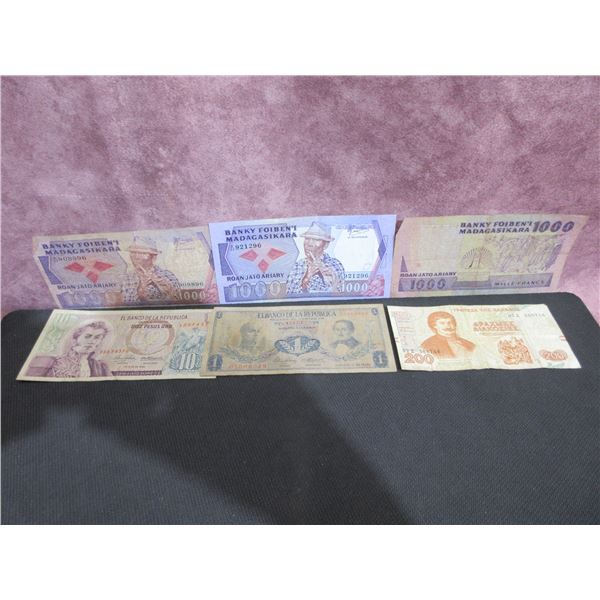 assorted bank notes, various denominations and countries