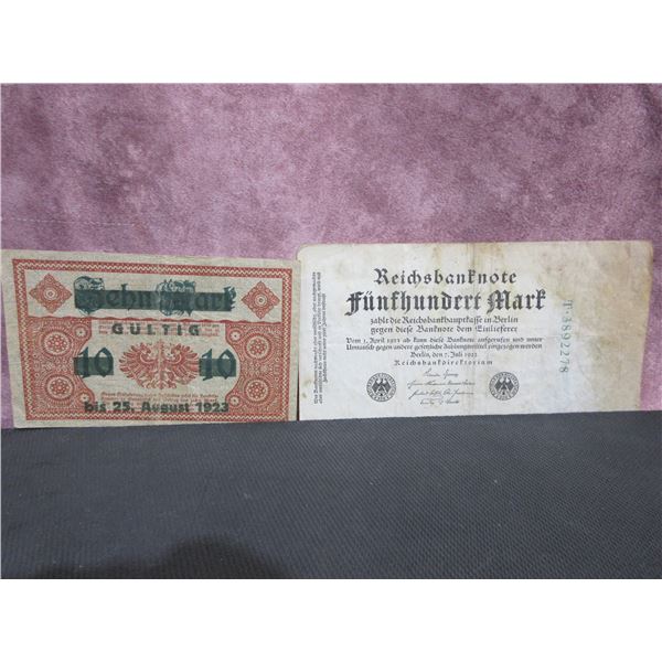 Weimar Republic 2 inflationary period bank notes 1922/1923
