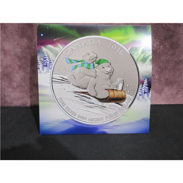 2016 - $25 Fine silver coin,  The Collections series - WINTER FUN card