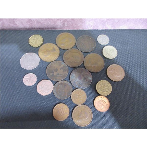 assorted denomination English circulation coins, dates 1893 - 1992, 20 pcs