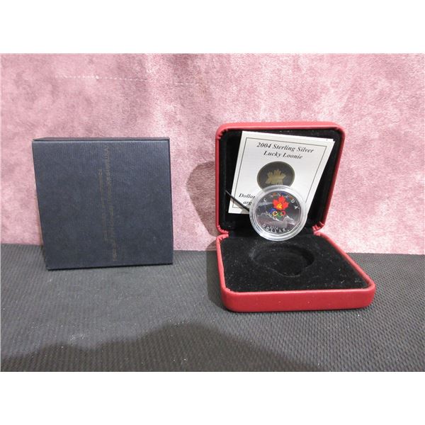2004 - Lucky Loonie sterling silver $1 coin, cased