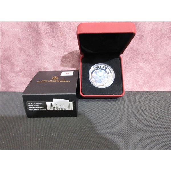 2007 -$8 fine silver coin, "Maple of Long Life" hologram