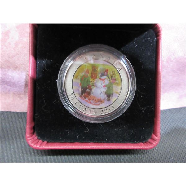 2013 50 - Cent Coin, Lenticular Snowman cupronickel, cased