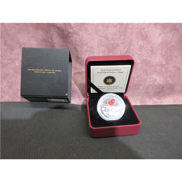 2010 - Limited Edition Proof Silver Dollar - Poppy, cased