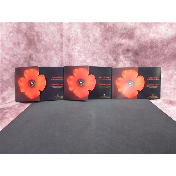 3 x 2004 - Lest We Forget; The Poppy Coin Collector Card. 2 sets - no toonie.