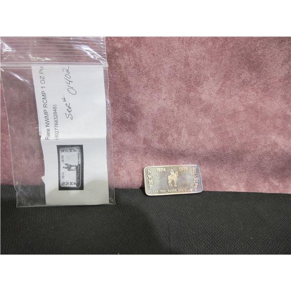 1 oz rare [?] 1874-1974 NWMP RCMP silver bar