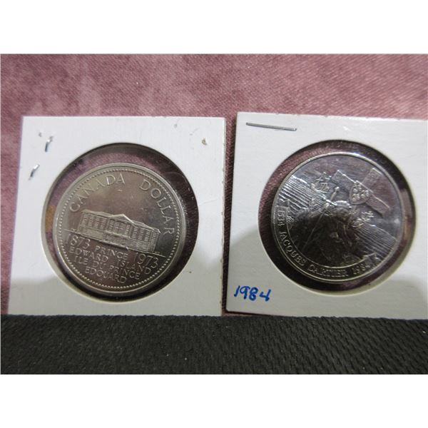 1973 PEI Confederation Centennial dollar,1984 450th Anniversary of Jacque Cartier landing.