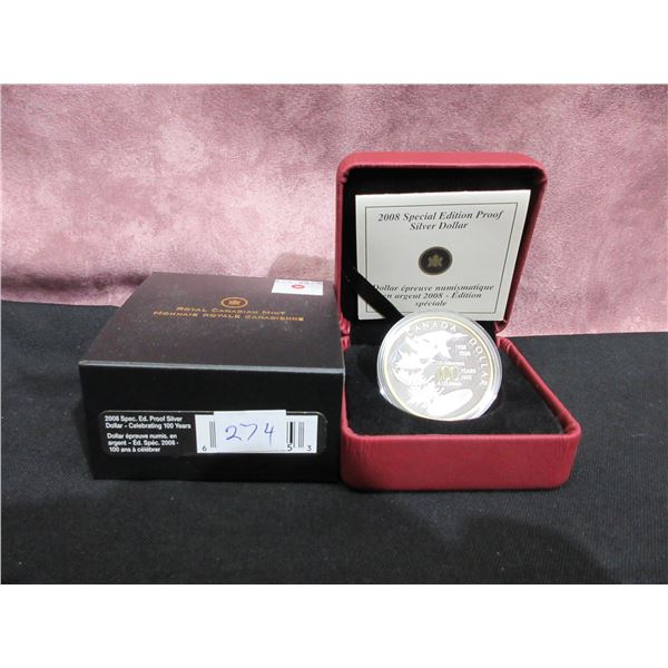2008 - Proof Silver Dollar - Celebrating 100 Years of the Royal Canadian Mint, cased