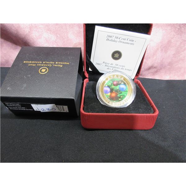 2007 - 50 Cent Coin - Holiday Ornaments, brass plated steel, lenticular colored 3D, cased