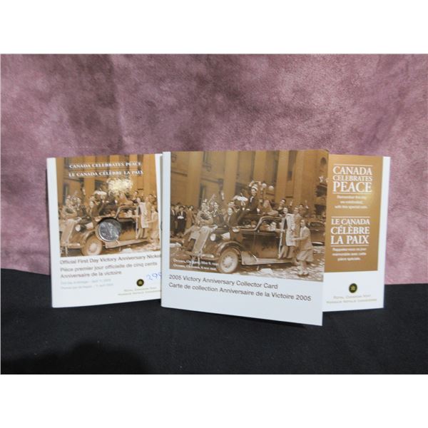 2005 - Victory Anniversary Collector coin Card; 2005 - 'Official First Day Victory Anniversary Nicke