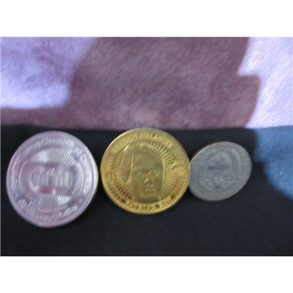 1985 Ft McMurray Summer Games medallion, 1982 Panama ? Coin; 1997-98 Pinnacle Mint Co. Colorado Aval