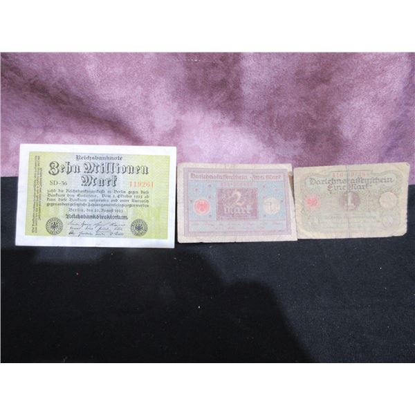 3 Antique German Bank Notes