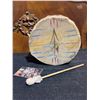 Image 5 : Hand-Painted Native-Style Drum With Beater, Postcard 'Chief Running Horse & Family' 1962