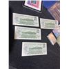 Image 6 : Canada 125 Coin Set, Canadian One Dollar Bills, Assorted Mint Stamps and Wild West Card