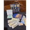 Image 8 : Canada 125 Coin Set, Canadian One Dollar Bills, Assorted Mint Stamps and Wild West Card