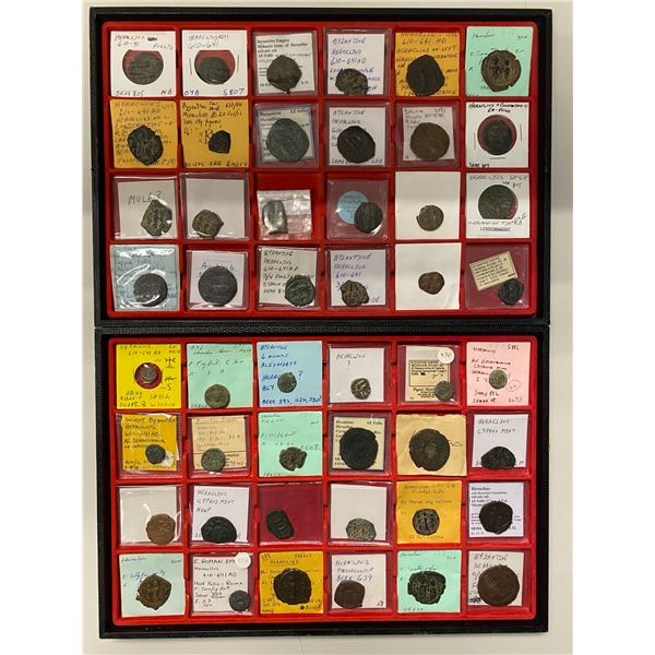 BYZANTINE EMPIRE: Heraclius, 610-641 AD, LOT of 54 coins