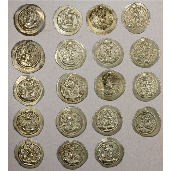 ANCIENT PERSIA: SASANIAN KINGDOM: Peroz, 457-485, LOT of 13 regular and 2 imitative drachms