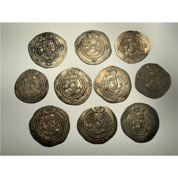 ANCIENT PERSIA: SASANIAN KINGDOM: LOT of 10 AR drachms