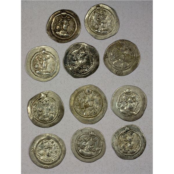 ANCIENT PERSIA: SASANIAN KINGDOM: LOT of 11 silver drachms