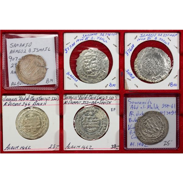 EARLY ISLAMIC: SAMANID: LOT of 6 AR dirhams