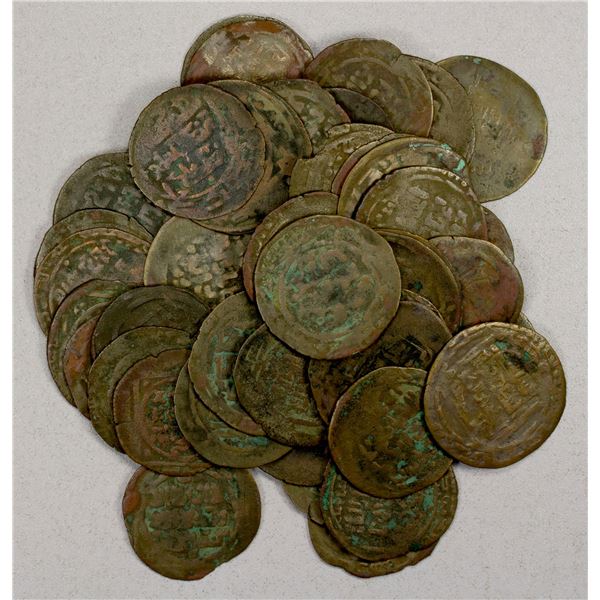 EARLY ISLAMIC: QARAKHANID: LOT of 56 middle size copper "dirhams"