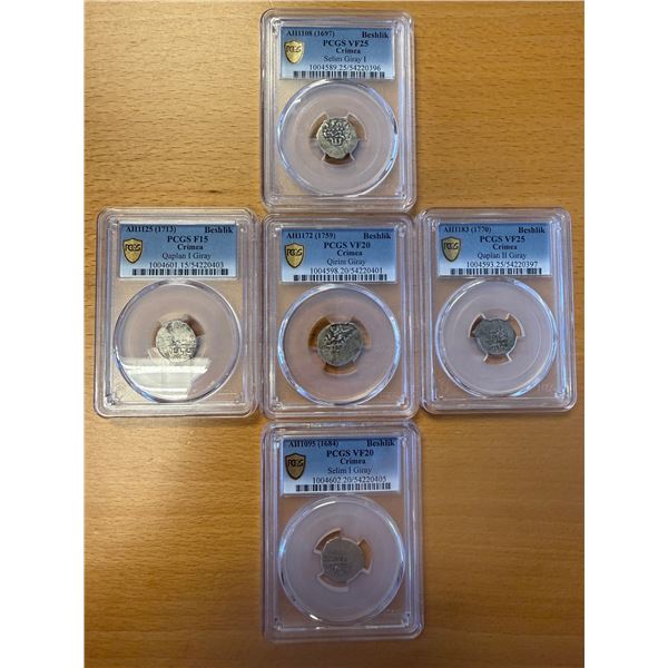 EARLY ISLAMIC: GIRAY KHANS: LOT of 5 AR beshliks
