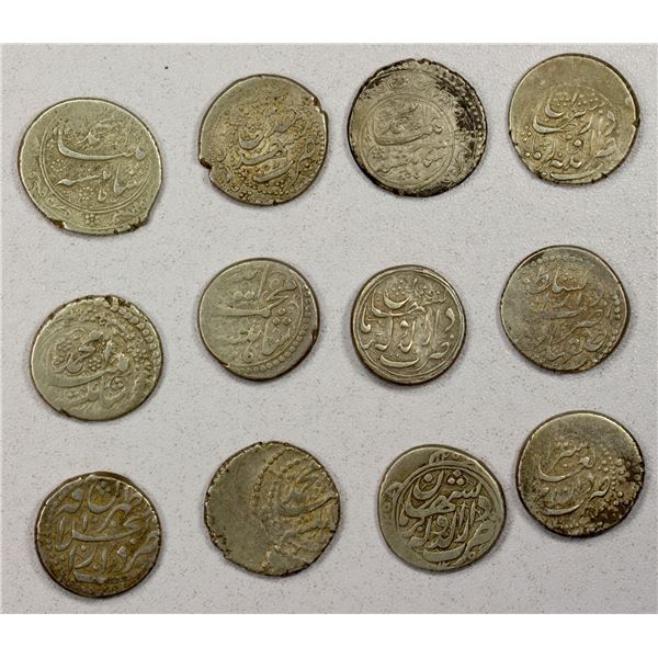 IRAN: QAJAR: Muhammad Shah, 1837-1848, LOT of 12 silver qirans