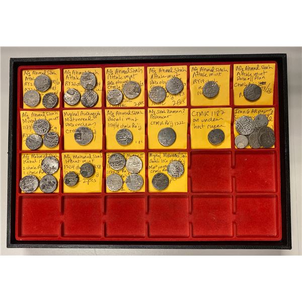 AFGHANISTAN: DURRANI: LOT of 39 countermarked silver coins