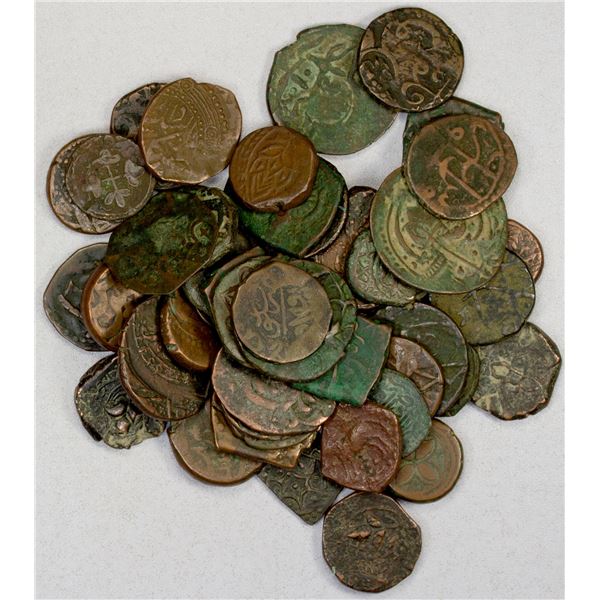 EARLY ISLAMIC: CIVIC COPPER: LOT of 49 copper fulus