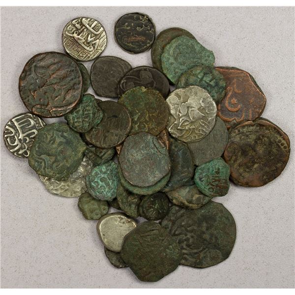 MEDIEVAL ISLAMIC: LOT of 34 copper and 6 small silver coin