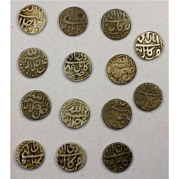 INDIA: MUGHAL: Akbar I, 1556-1605, SET of 14 half rupees