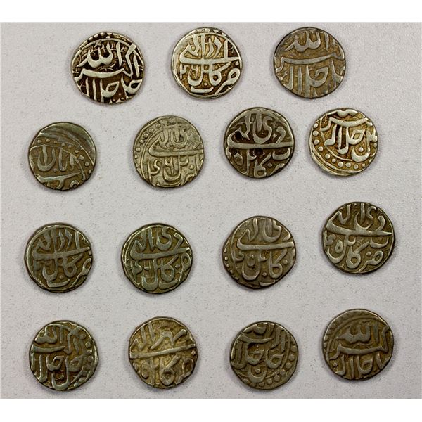 INDIA: MUGHAL: Akbar I, 1556-1605, LOT of 15 half rupees