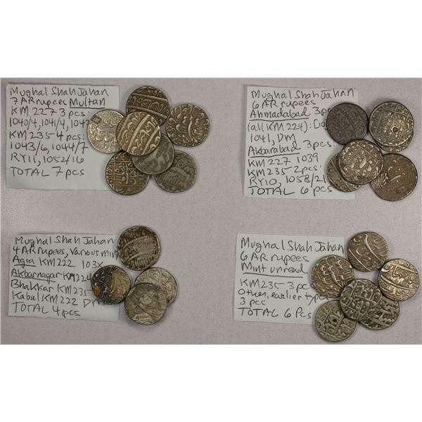 INDIA: MUGHAL: Shah Jahan I, 1628-1658, LOT of 23 silver rupees