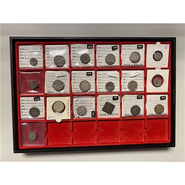 INDIA: MUGHAL: LOT of 18 silver rupees & 1 half rupee