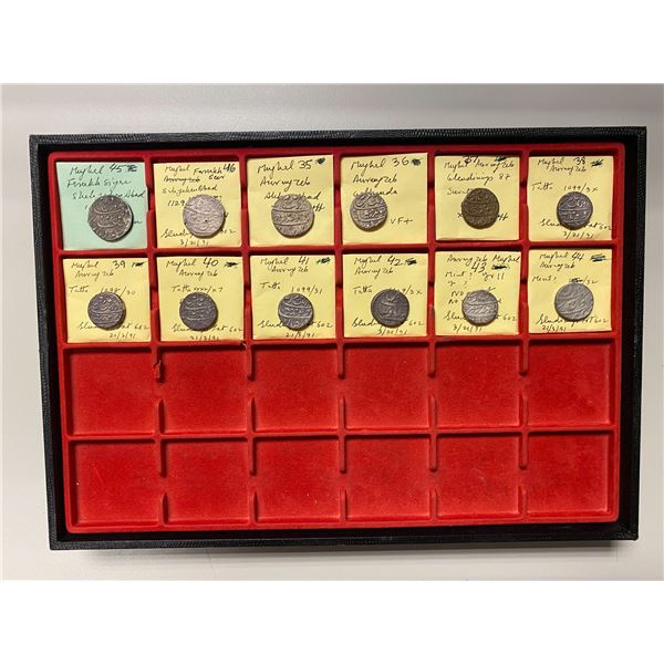 INDIA: MUGHAL: LOT of 12 silver rupees