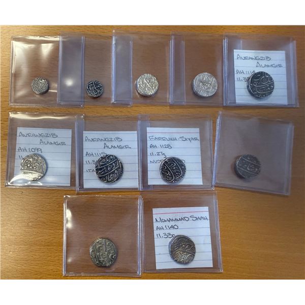INDIA: MUGHAL: LOT of 11 silver coins