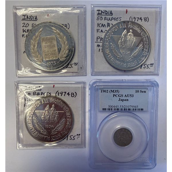 INDIA: LOT of 4 silver coins