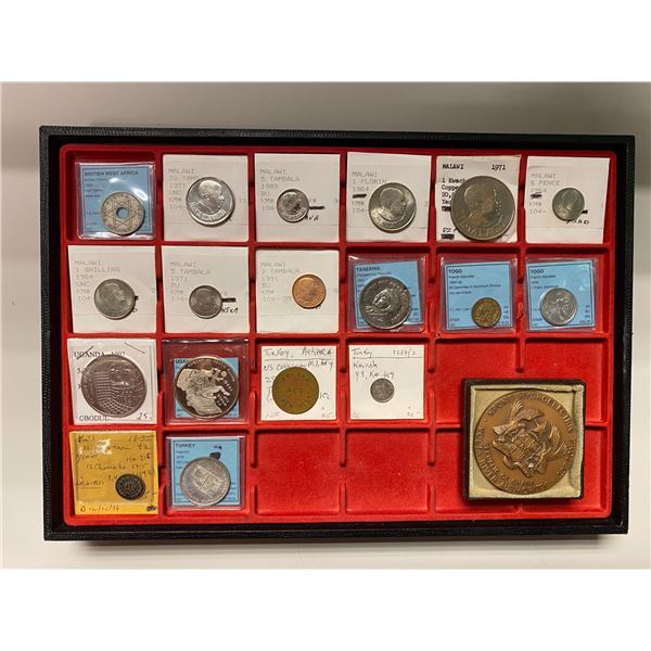 AFRICA & ASIA: LOT of 19 coins, tokens, and medals