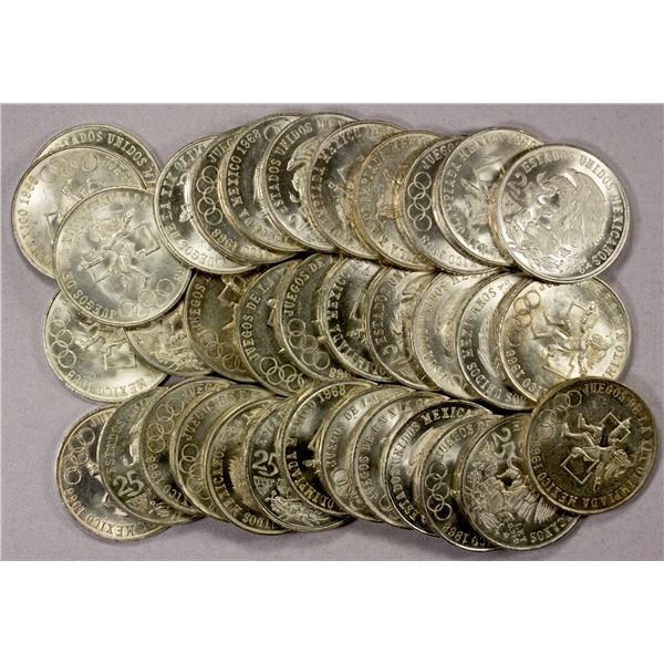 MEXICO: LOT of 35 silver coins