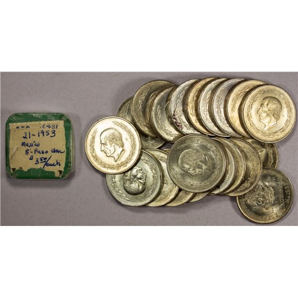 MEXICO: LOT of 21 silver coins