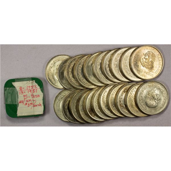 MEXICO: LOT of 21 silver coins