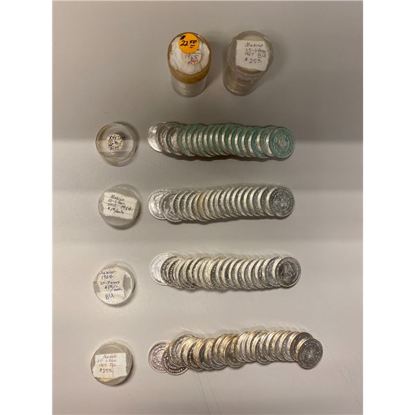 MEXICO: LOT of 130 silver coins